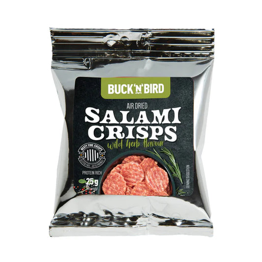 Buck 'N' Bird Wild Herb Air-dried salami crisps 25g pack
