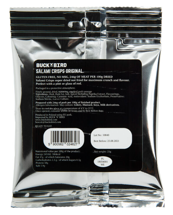 Buck 'N' Bird Original Air-dried salami crisps