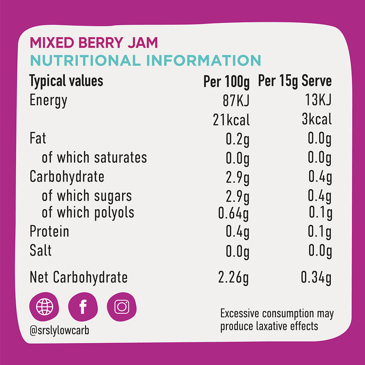SRSLY Low Carb Mixed Berry Jam (190g)