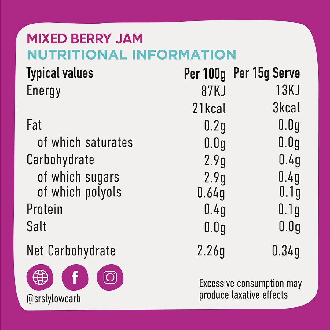 SRSLY Low Carb Mixed Berry Jam (190g) - SRSLYLowCarb