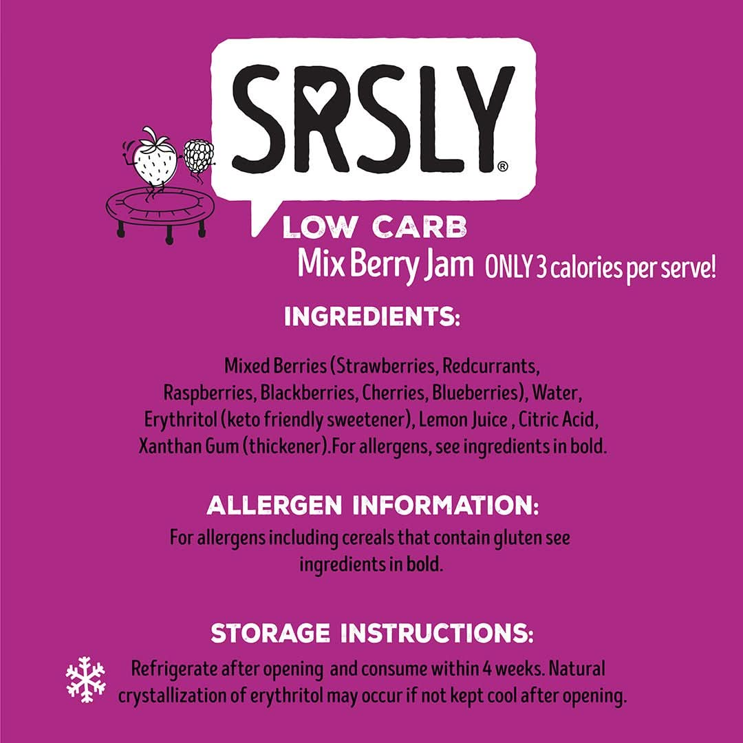 SRSLY Low Carb Mixed Berry Jam (190g) - SRSLYLowCarb