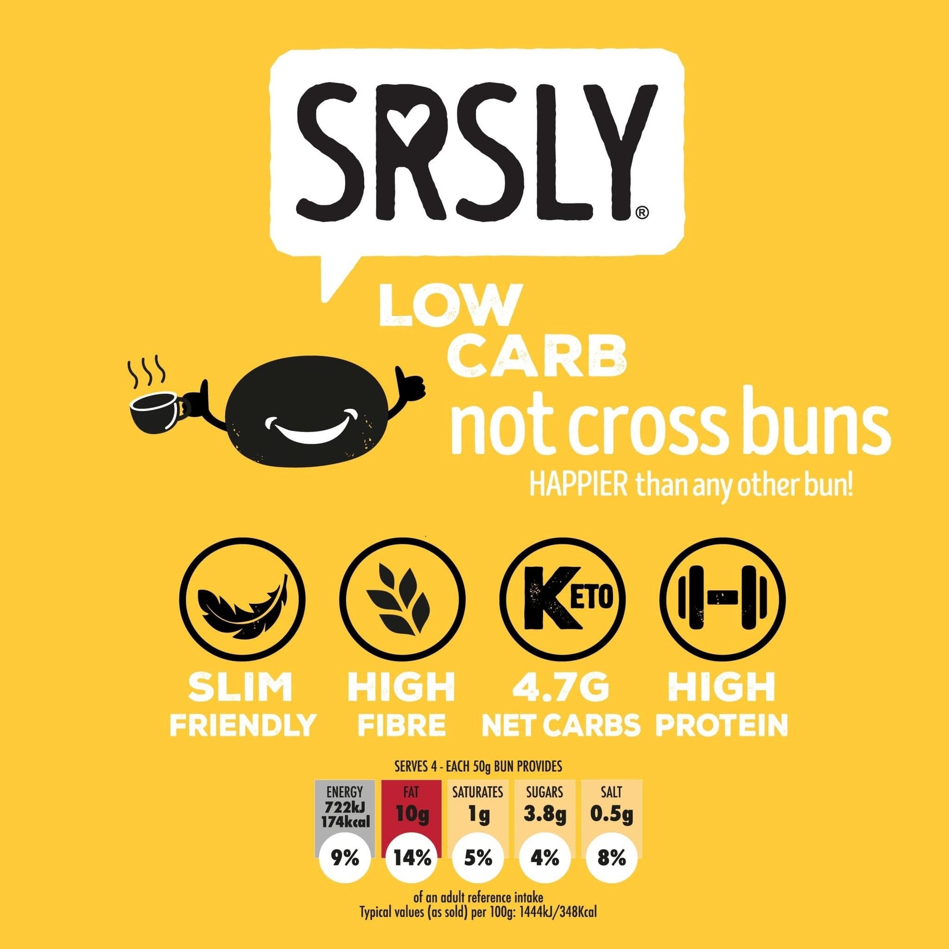 SRSLY Low Carb Not Cross Buns 4 Pack - SRSLYLowCarb