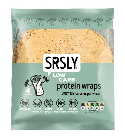 A pack shot of SRSLY low carb wraps