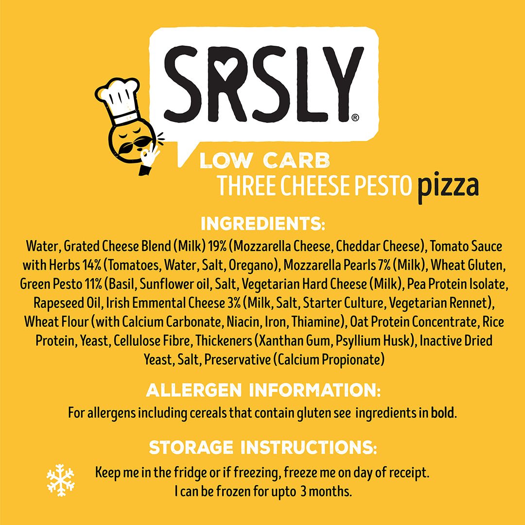 SRSLY Low Carb Three Cheese & Pesto Pizza - SRSLYLowCarb