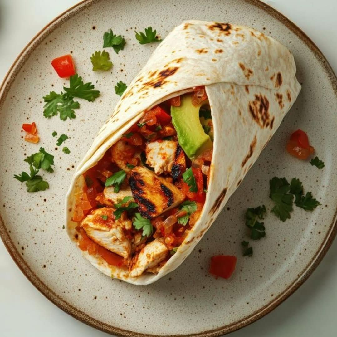 A chicken fajita made using a SRSLY low carb wrap 